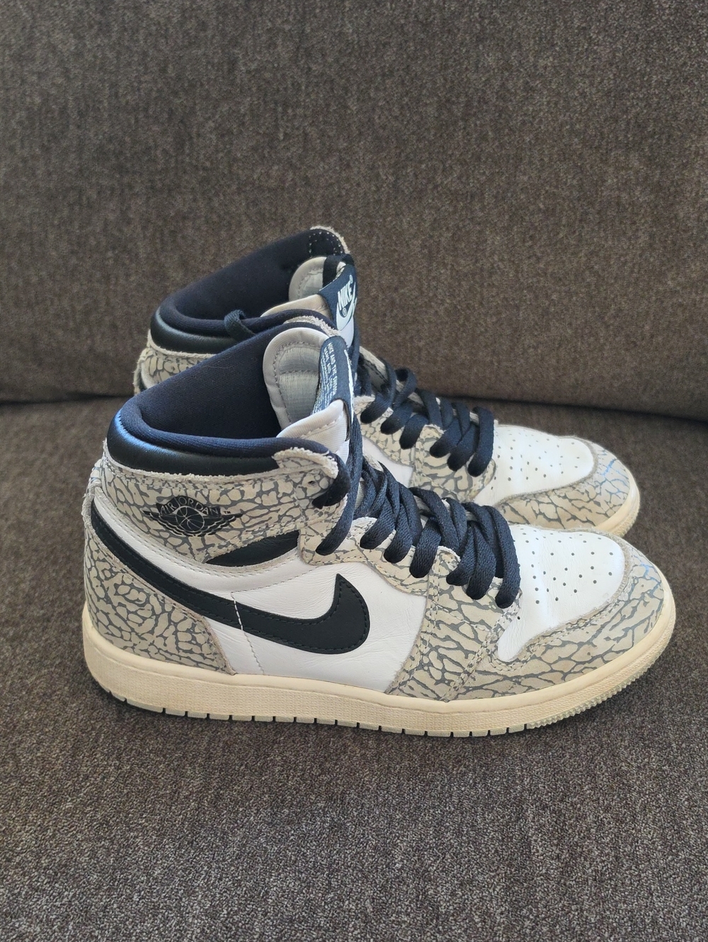 Nike Jordan 1 Retro High-Top Sneakers in White Cement